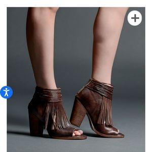 Leather fringed booties